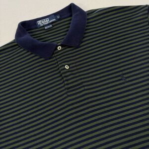 Polo Ralph Lauren Polo Shirt Men's Large Blue Green Striped Short Sleeve Golf